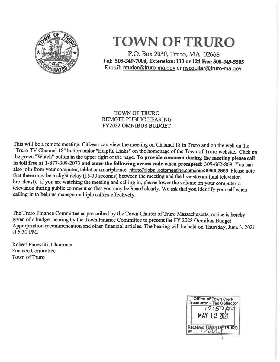 Finance Committee Notice 