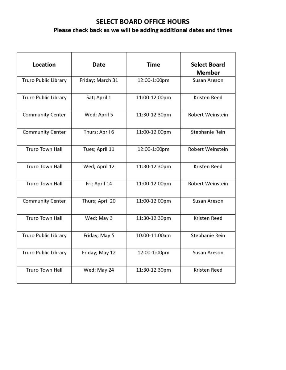 Select Board Office Hours