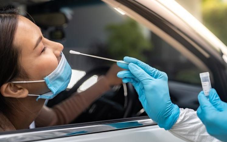 Picture of person receiving a Covid PCR test